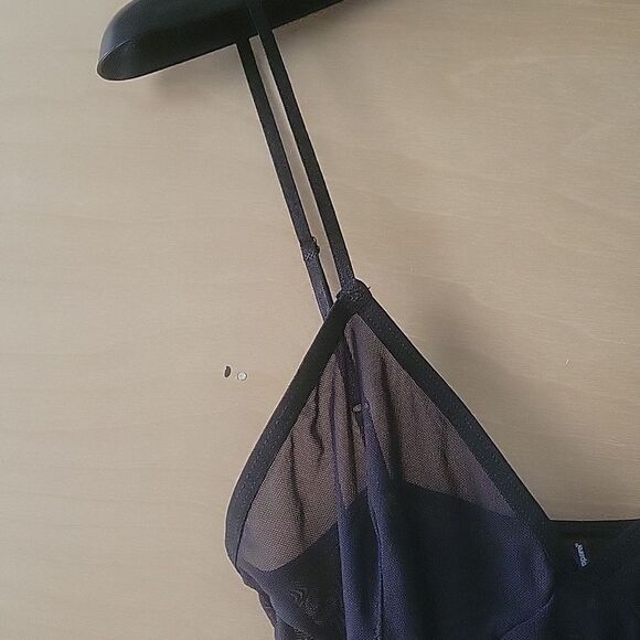 NEW VTG American Apparel Lingerie Mesh BodySuit Sexy Mesh Sheer Black Sleaze M L - Picture 5 of 13